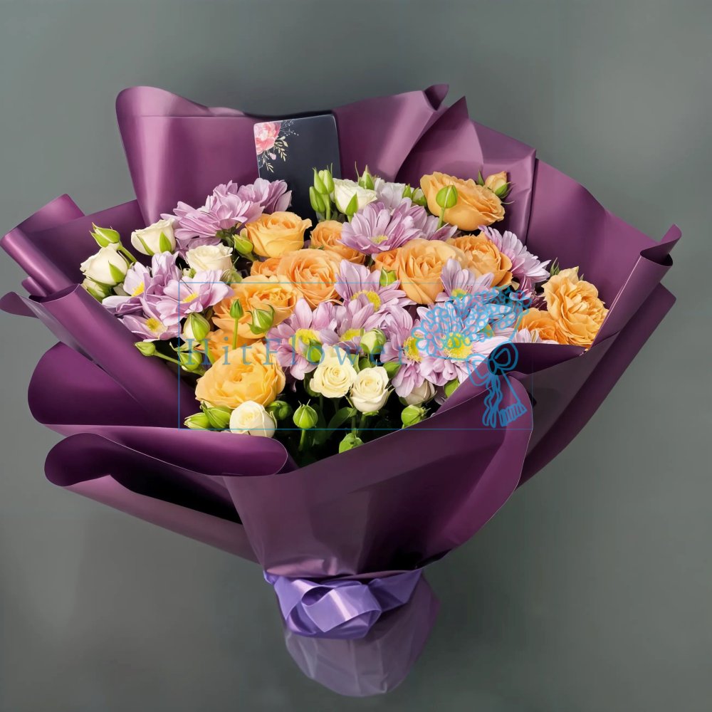 Букет цветов из: Розы и Хризантемы